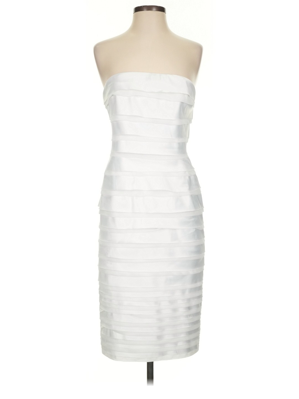 White House Black Market Strapless Tiered White Sheath Dress Sz 2